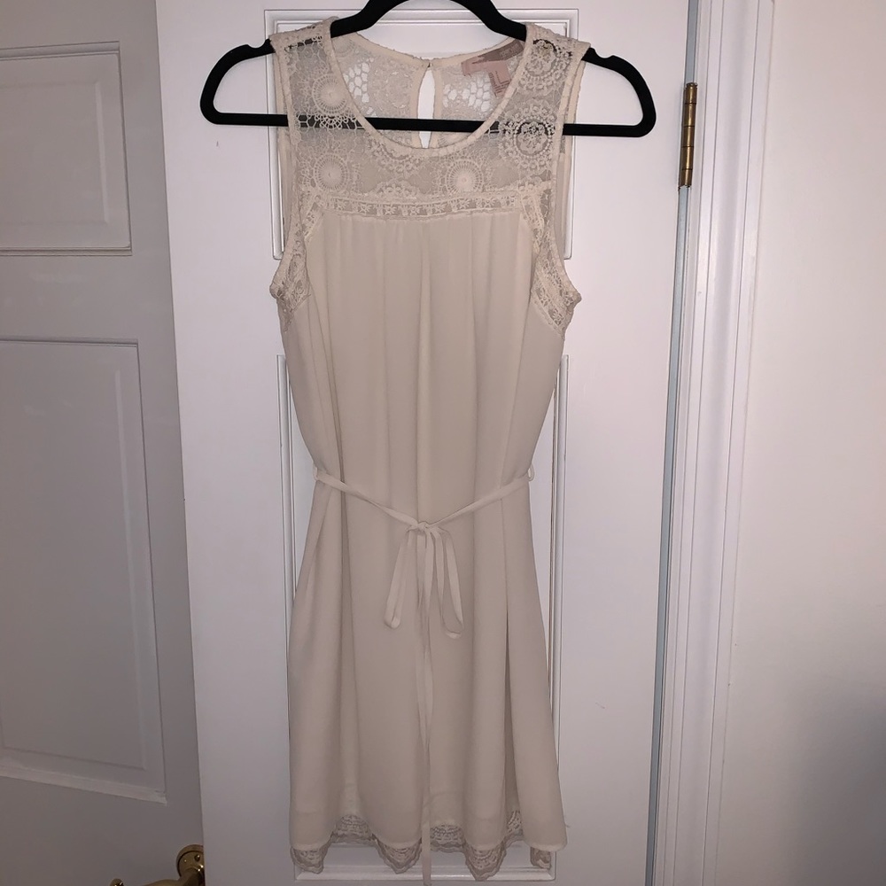 Cream Dress with Lace Details